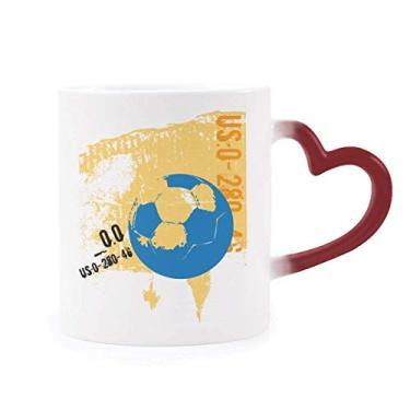 Imagem de Caneca de futebol americano sensível ao calor dos EUA Caneca vermelha que muda de cor