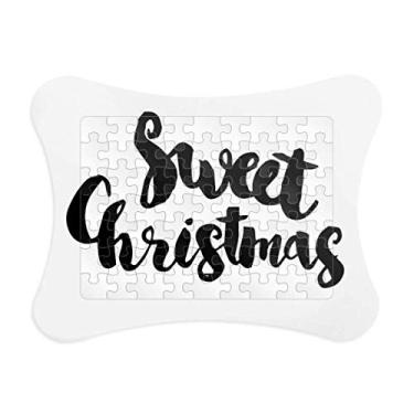 Imagem de Doce citação de Natal, moldura de quebra-cabeça de escrita à mão, jogo de cartas de papel para casa