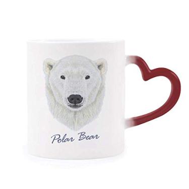 Imagem de Caneca branca do norte selvagem urso polar animal sensível ao calor copo de grés que muda de cor vermelha