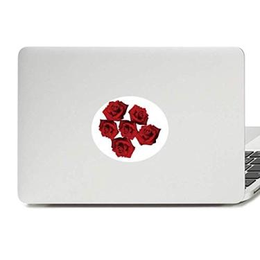 Imagem de Adesivo de notebook com estampa de flor de rosa vermelha com emblema de vinil para plantas