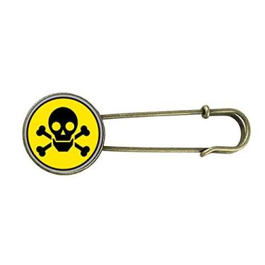 Imagem de Danger Chemical Toxic Skull Symbol Retro Metal Broche Pin Clip Joias
