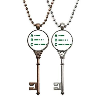 Imagem de OFFbb-USA Colar Morse Code One Two Point Line Representation Key Necklace Pendant Jewelry Couple Decor