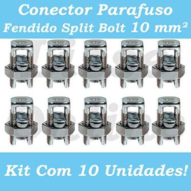 Imagem de kit 10 Conector Parafuso Fendido cabos fios 10mm Split Bolt