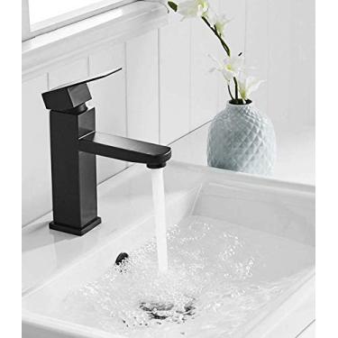 Imagem de Torneira Preta Banheiro Monocomando Lavabo Bica Baixa