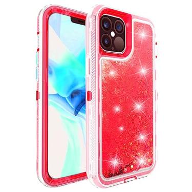 Imagem de Capa Glitter Dynamic Liquid Quicksand para iPhone 12 11 Pro Max X XS XR 8 6 7 Plus Cover 360 Shockproof Armor Phone Cases Film,red,6Plus or 6SPlus