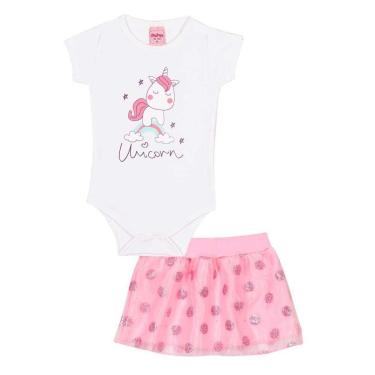 Imagem de Conjunto Bebê Body Unicórnio E Saia Com Tule Serelepe-Feminino