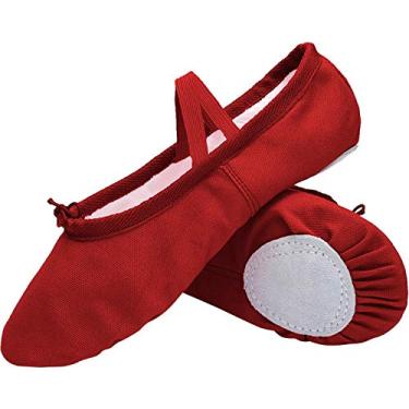 Imagem de Sapatos de balé de lona feminino L-RUN para meninas/sapatilha de balé/sapato para ioga, Vermelho, 7.5