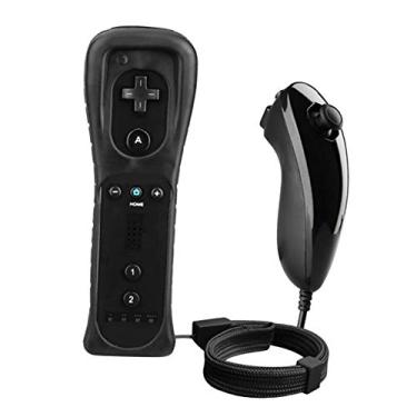 Imagem de MERIGLARE Gesto e Nunchuck com Capa de Silicone e Cintas para Wii, Preto - Bluetooth - Controlador de Jogo - Controle do Wii - Compatível com Nintendo Wii