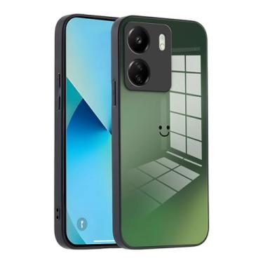 Imagem de XINYEXIN Capa de telefone de vidro gradiente para Xiaomi Redmi 13C / Xiaomi Poco C65 - Proteção fina, amortecedor de silicone macio, à prova de choque e resistente a arranhões - Verde