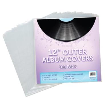 Imagem de Samsill Pacote com 100 capas para discos de vinil, capas de plástico externas transparentes para sua coleção de discos de vinil, 32,4 cm x 31,8 cm - 3 mm.