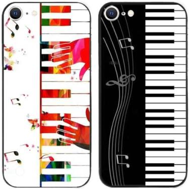 Imagem de 2 peças de capa de telefone traseira clássica impressa em piano TPU gel silicone para Apple iPhone todas as séries (iPhone 7 / iPhone 8)