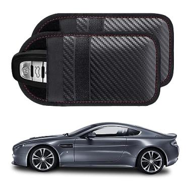 Imagem de Kewucn Pacote com 2 bolsas Faraday para chaveiro, protetor de chave com bloqueio de sinal RFID e gaiola Faraday anti-hacking, bolsa Faraday de fibra de carbono, antifurto, bolsa Faraday, protetor de chave de carro premium (pequeno)