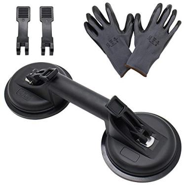 Imagem de Ventosas de vidro da Makerele, gancho duplo resistente de alumínio com alça de vidro para levantar vidro/puxador de amassado/fixador de lacuna de chão/azulejo com ventosa de sucção/janelas, espelho, granito para se mover