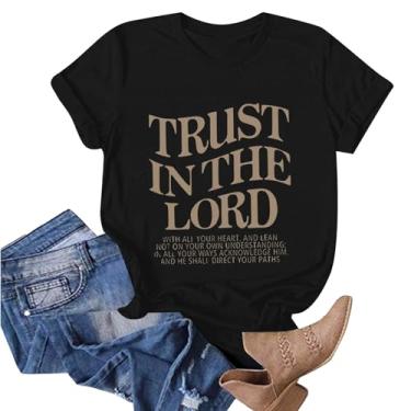 Imagem de Camiseta feminina "Loves Jesus" camiseta feminina leve férias moderna verão ajuste relaxado Faith Over Fear camiseta feminina, 07 - Preto, M