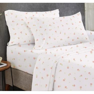 Imagem de California Design Den Jogo de lençol Queen floral, 400 fios, 100% algodão, cetim, 4 peças, lençol com bolso profundo e conjunto de fronhas - Floral macio
