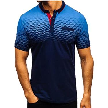 Imagem de Camisetas masculinas colorblock slim túnica camiseta masculina manga longa gola tartaruga verão outono 2024, H-649 azul-marinho, XXG