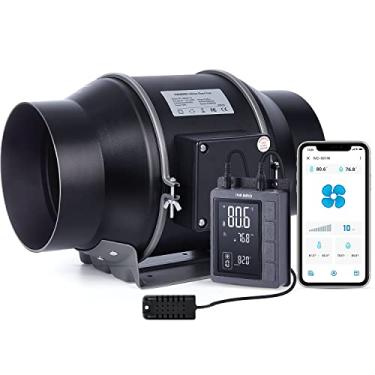Imagem de Inkbird Ventilador De Duto Em Linha Wifi 6 ”Com Controlador Inteligente De Temperatura E Umidade Ivc-001W, Aplicativo - Exaustor De Ventilação Para Reforço De Resfriamento De Aquecimento,