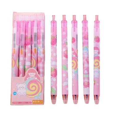 Imagem de Joucien 5 peças/caixa - caneta neutra apagável de fricção quente azul de 0,5 mm com desenho animado de prensa neutra (1 caixa) - 0,5 mm (azul)