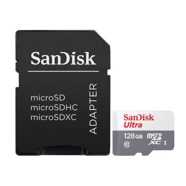 Imagem de Cartão De Memória Micro Sd Sandisk Ultra 128gb, Classe 10, C/adaptador - Sdsqunr-128g-gn3ma