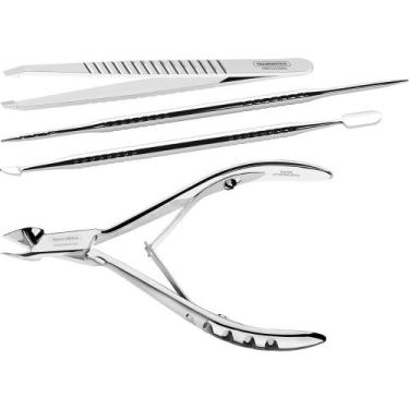Imagem de Jogo para Cutículas e Pinça Tramontina 4pc Inox Professional