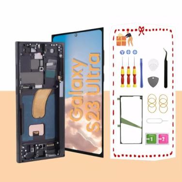Imagem de Tela OLED para Samsung Galaxy S23 Ultra 5G Tela LCD de substituição para Samsung S23 Ultra Touch Digitalizador Display Screen Assembly com kits de ferramentas de moldura S918U S918A Versão EUA (preto)