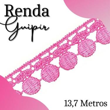 Imagem de Renda Guipír  - Rolo Com 13,7 Metros - Chl005 - Rosa Chiclete - Nº: 14