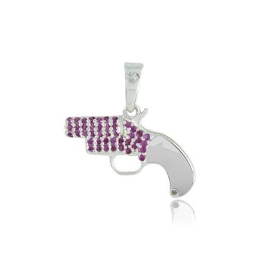 Imagem de Pingente Flare Gun Cravejada 20 mm Prata Polida - Hera Gamers