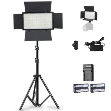 Imagem de Iluminador De Led Painel U800+fonte+2 baterias+carregador+tripe 2m - s