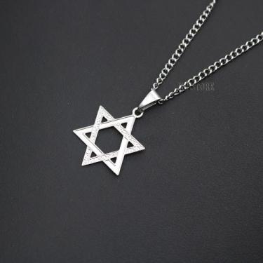 Imagem de colar banhado corrente estrela de davi estrelinha com aço inox Antialé