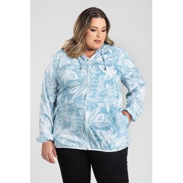 Imagem de Jaqueta Feminina Plus Size Corta Vento Estampado Com Elastano Sem Forr