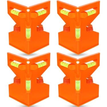 Imagem de Tellegloww 4 peças de nível magnético para tubo, nível de poste e tubo, ferramenta de nível dobrável com 3 frascos, nível de tubo ajustável com laço elástico para trabalho sem as mãos, fácil de prumo