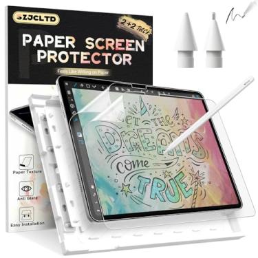 Imagem de SZJCLTD [Pacote com 2] Protetor de tela de papel para iPad Pro 11 polegadas 2025/2024 + [2 unidades] Dicas de substituição para Apple Pencil, filme PET texturizado de papel fosco antirreflexo para