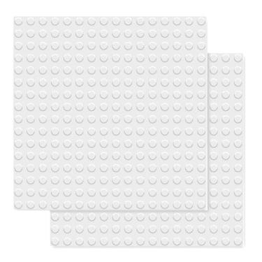 Imagem de BOROLA Classic Large-Sized Bricks Baseplates 10" x 10", Multi-Color Building Brick Base Plate Compatible with Most Major Brands Perfect for Creative Play(2PCS,White)