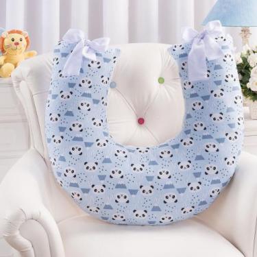 Imagem de Almofada Amamentação Travesseiro Multifunções Apoio De Bebê Firme e Ma