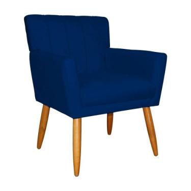 Imagem de Poltrona Cecília Para Sala de Jantar Suede - Vallisa Decor, Azul Marin