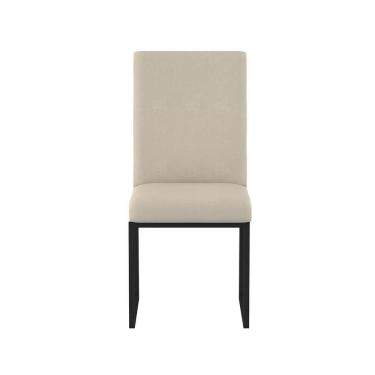 Imagem de Cadeira Estofada Base De Ferro Preto Para Mesa De Jantar Bege