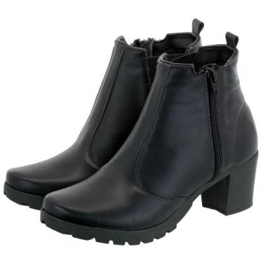 Imagem de Bota Feminina Coturno Cano Curto Salto Medio Grosso - OLZZY CALÇADOS, 