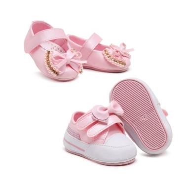 Imagem de Kit 2 Pares Tênis de bebê + Sandália Infantil Menina Verão Baby kids -