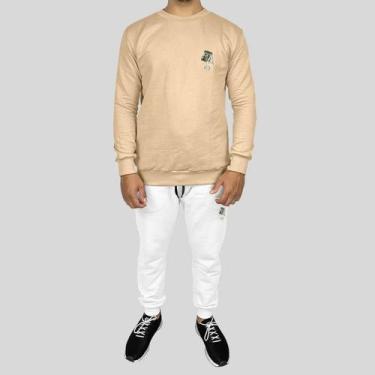 Imagem de Conjunto Calça e Blusa Moletom Careca Sem Capuz Algodão Mão Dollar - M