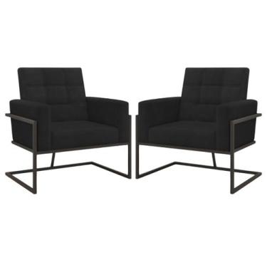 Imagem de kit 2 Poltronas Base de metal para Manicure Sala de Estar Decorativa C