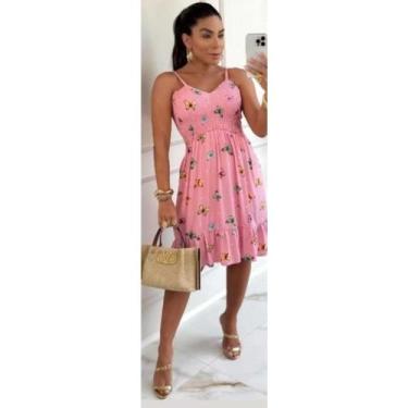 Imagem de Vestido Feminino Evangelico Curto Estampa Borboleta Bojo - BC Girls, Ú