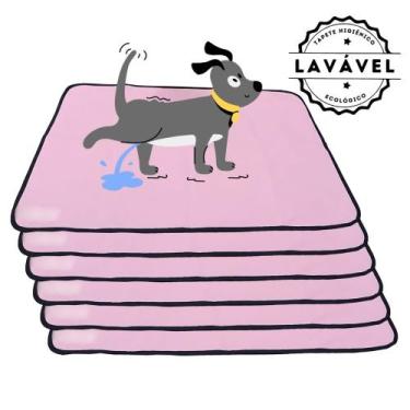 Imagem de Kit com 6 Tapetinhos Alta Absorção para Pets 100x70 Rosa - 200 Lavagen