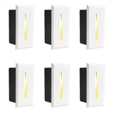 Imagem de Kit 6 Balizador Embutir Parede Risk Interno Led 3000K Bet48 - Acende A