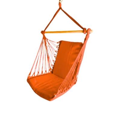 Imagem de Rede De Descanso Cadeira De Balanço Suspensa Confortável Para Área Externa Jardim Varanda e Camping Resistente Acolchoada Material de Algodão Luxo Moderna Verão 2025 Na Cor Laranja