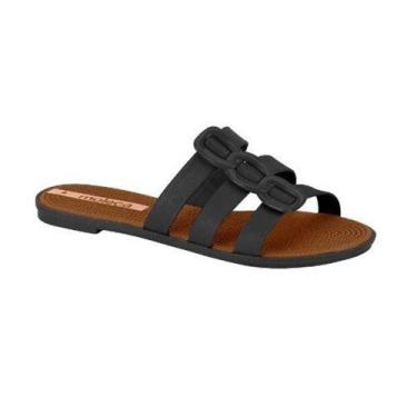 Imagem de Tamanco Feminino Moleca Rasteira Fivela, Preto, 35