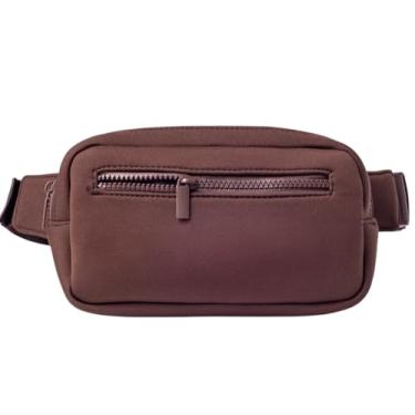 Imagem de Pochete grande de neoprene com bolso frontal com zíper – Bolsa transversal com 3 zíperes | Serve para telefones e carteiras | Cinto esportivo e de viagem para festivais e uso diário | Resistente à