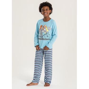 Imagem de Pijama Longo Infantil Menino Azul Blusa e Calça Aventura Polar - Molek
