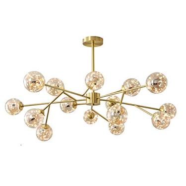 Imagem de Moderno 15 luzes Gypsophila LED industrial Sputnik candeeiro suspenso vintage latão durante a luz redonda vidro Plafon LED teto para sala de jantar da ilha pia bar - luz quente de cor cobre 15 cabe
