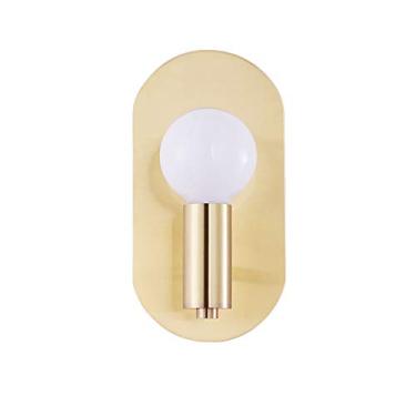 Imagem de ZZZYZ Arandela de parede moderna de latão escovado vintage 1 luz de cabeceira lâmpada de parede para sala de estar luz de parede para quarto escadas banheiro luminária interna - dourado 13 x 25 cm (5