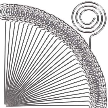 Imagem de H&W 50 peças de argola em formato redondo DIY artesanato clipe de arame porta-cartões de mesa suporte para foto de nota, suporte de metal para festa, aniversário, escritório, topo de bolo DIY (WE5-D1)